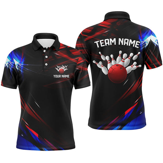 Black, Red And Blue Custom Patriotic Bowling Shirts For Men, Us Bowling League Shirts IPHW7115
