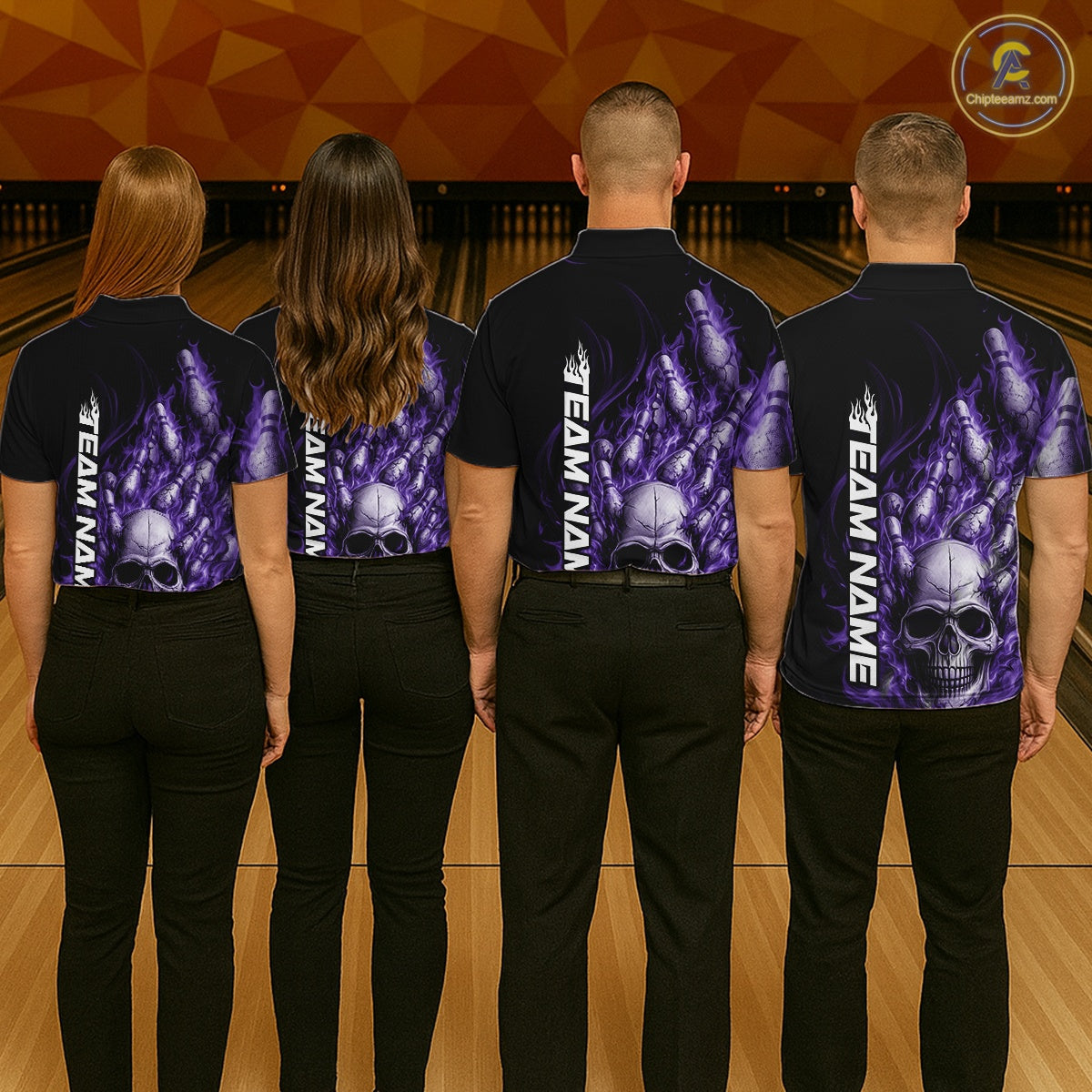 Custom Multi Styles Purple Flame Skull Halloween Bowling Team Shirts, Bowling Tournament Shirt Bowling Jersey IPHW10441
