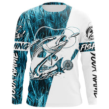 Load image into Gallery viewer, Redfish Fishing Custom Long Sleeve Performance Shirts, Saltwater Redfish Fishing Shirts | Blue Camo IPHW6390