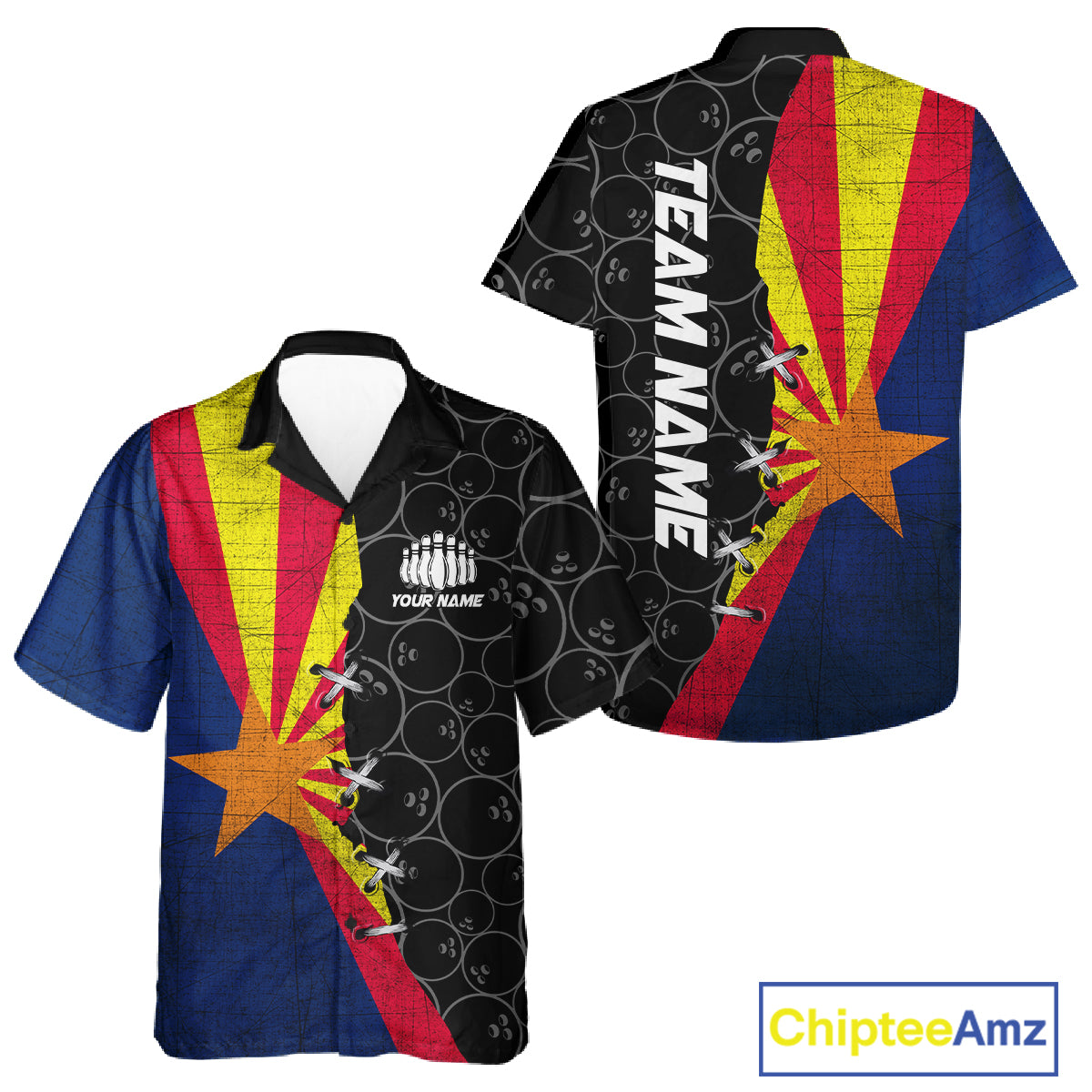 Arizona Flag Custom Bowling Team Shirts For Men And Women, Patriotic Bowling League Shirt IPHW10718