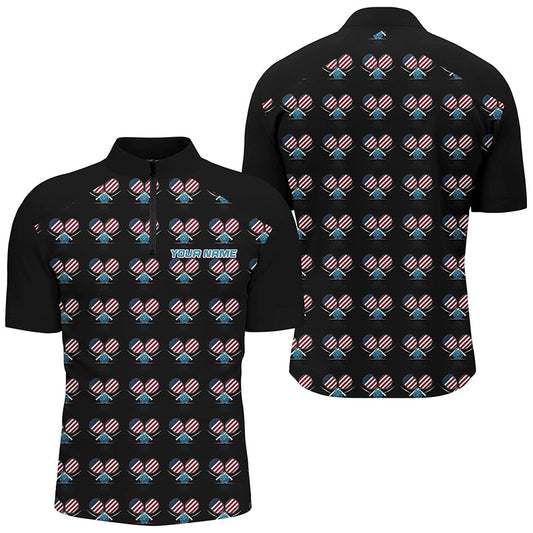 Personalized American Flag Pickleball Polo Shirts For Men, Patriotic Pickleball Jerseys For Team IPHW6941