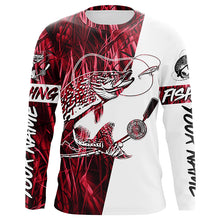 Load image into Gallery viewer, Custom Pike Fishing Tattoo Red Grass Camo Long Sleeve Fishing Shirts, Pike Fishing Jerseys IPHW6084