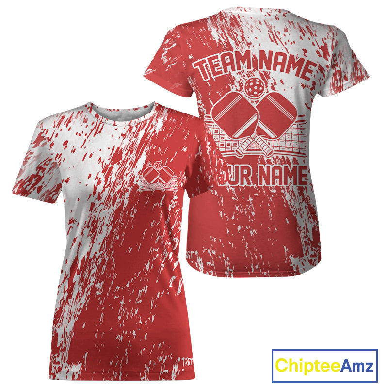 Custom Red Pickleball Women T-Shirts,Pickleball Team Matching Pickleballer Outfit IPHW12719
