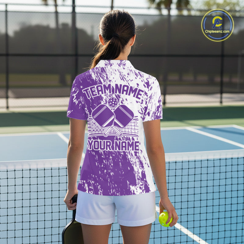 Custom Purple Pickleball Women Polo,Pickleball Team Matching Shirt Pickleballer Outfit IPHW12720