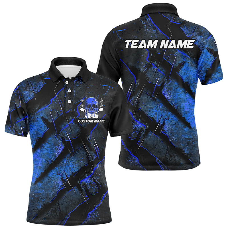 Blue Claw Customize Team Bowling Shirts, Skull Bowling Jerseys For Men And Women IPHW6483