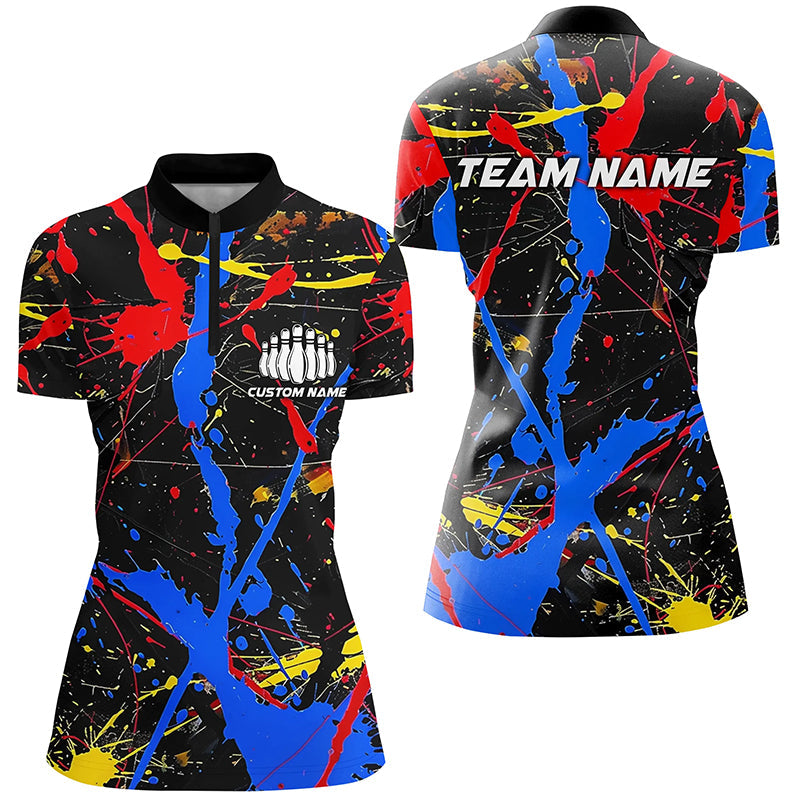 Personalized Colorful Bowling Shirts For Women, Custom Name Bowling Te ChipteeAmz