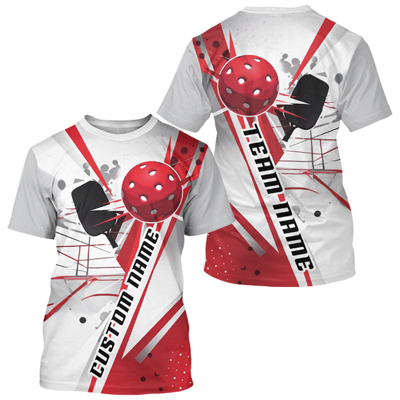 White And Red Custom Pickleball T-Shirts For Men And Women, Pickleball Team Shirt Pickleball Tournament Outfit IPHW7570