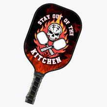 Load image into Gallery viewer, Custom Funny Pickleball Paddles Saying "Stay Out Of The Kitchen", Skull Pickleball Paddle Gifts IPHW7242
