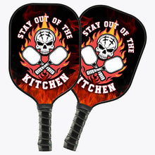Load image into Gallery viewer, Custom Funny Pickleball Paddles Saying "Stay Out Of The Kitchen", Skull Pickleball Paddle Gifts IPHW7242