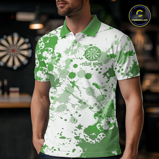 Custom Green Splatter Dartboard Darts Team Shirt For Men, Dart League Jerseys For Players IPHW10598