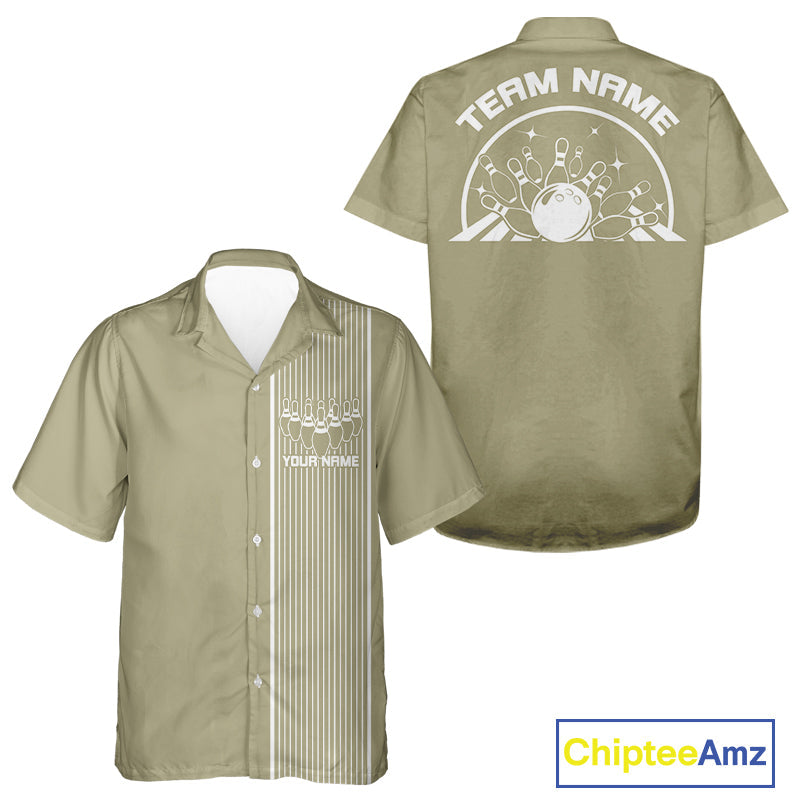 Custom Classic Striped Vintage Bowling Shirt, Retro Bowling Button Up Team Shirt IPHW10075