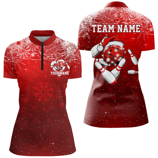 Funny Strike Bowling Christmas Shirts For Women, Custom Xmas Bowling Outfits Team Uniform IPHW7859