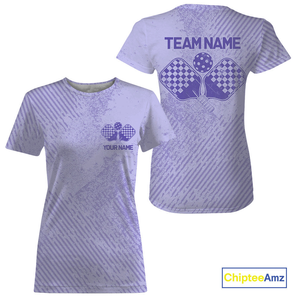 Custom Vintage Purple Pickleball Team T-Shirts For Women, Pickleball Jerseys IPHW9313