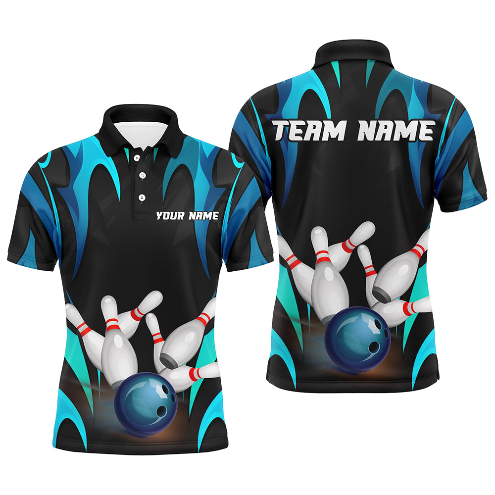 Black And Blue Customize Bowling Shirts For Men Team Jerseys Gifts For Bowlers IPHW7107