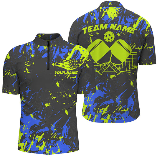 Blue And Green Custom Pickleball Team Shirts For Men, Pickleball Polo Shirts Team Outfits IPHW7445