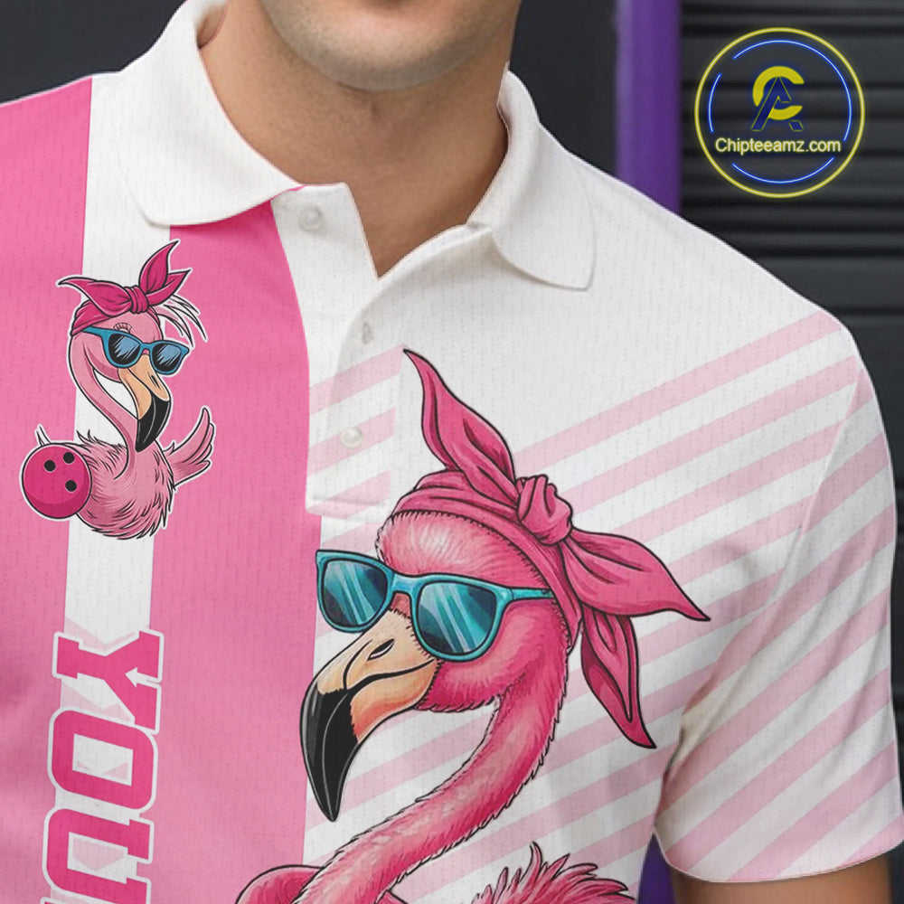 Cute Funny Pink Flamingo Custom Bowling Shirts For Men, Slay Bowling Team Uniform Outfits IPHW7731