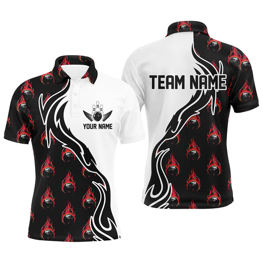 Custom Red Flame Bowling Shirt For Men, Outfit Bowling Custom Bowling Team Uniforms IPHW6950