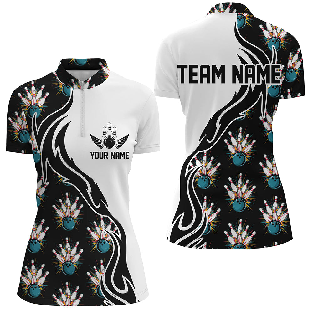 Strike Bowling Custom Polo Shirts For Women And WoWomen, Personalized Bowling Team Shirts IPHW6954