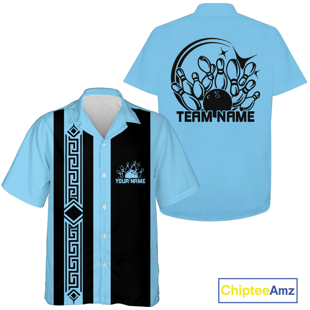 Custom Name Retro Bowling Team Shirt, Vintage Bowling Button Up Hawaiian Shirt IPHW12218