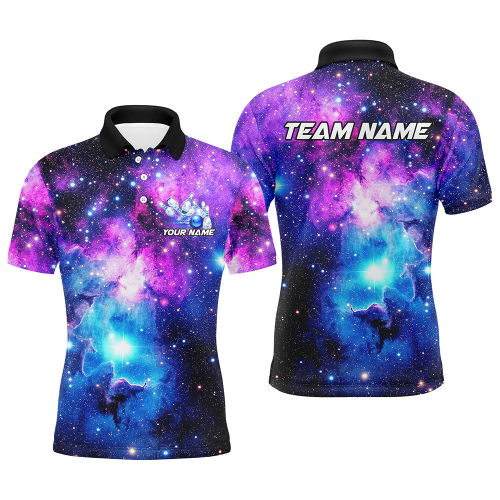 Custom Galaxy Bowling Shirts For Men, Bowling Team Shirts Bowlers Outfits IPHW7545