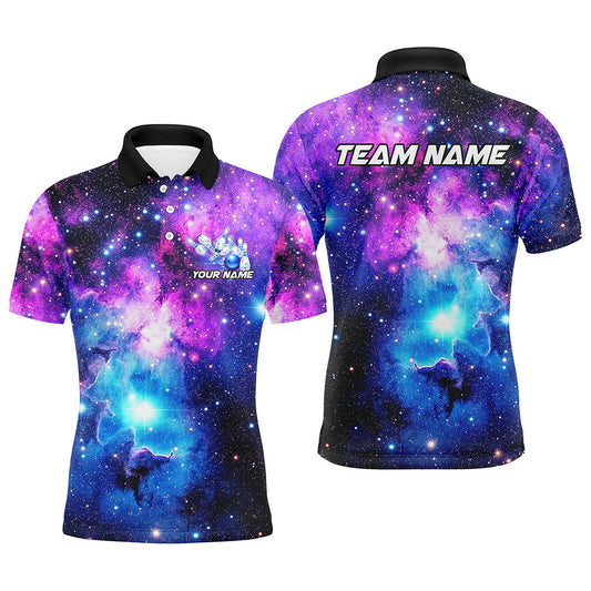 Custom Galaxy Bowling Shirts For Men, Bowling Team Shirts Bowlers Outfits IPHW7545