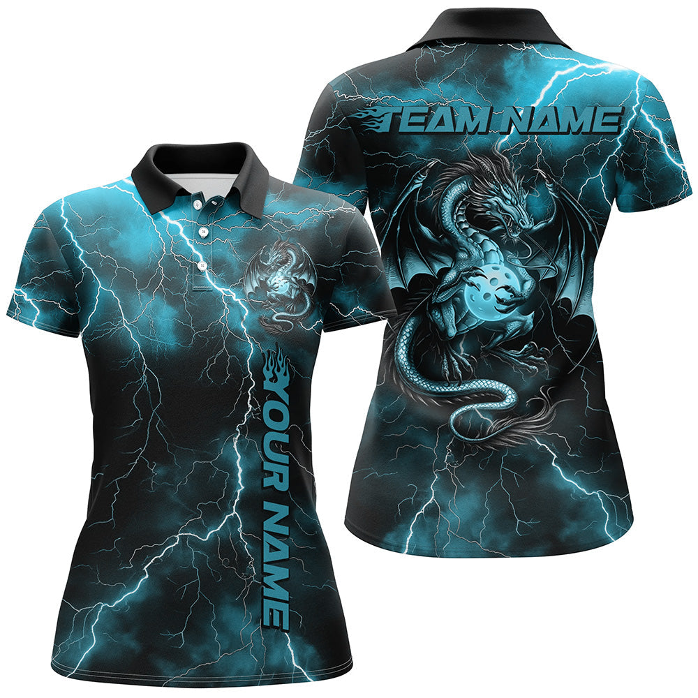 Blue Thunder Lightning Custom Dragon Pickleball Polo Shirts For Women Team Outfit IPHW8218