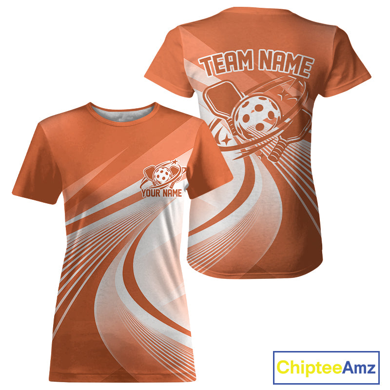 Custom Orange Pickleball Women T-Shirts, Pickleball League Team Uniform IPHW12743