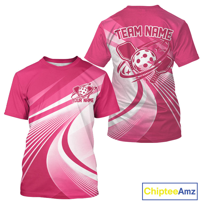 Custom Pink Pickleball Men T-Shirts, Pickleball League Team Uniform IPHW12744