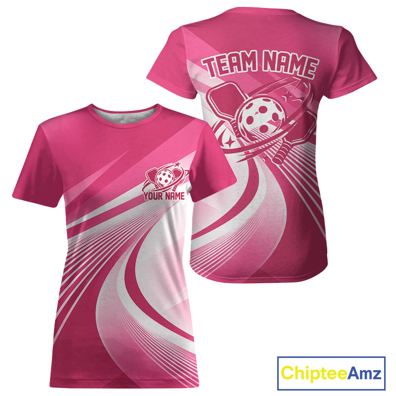 Custom Pink Pickleball Women T-Shirts, Pickleball League Team Uniform IPHW12744