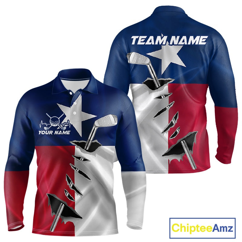 Custom Texas State Flag Golf Club Patriotic Golf Team Shirt For Men, TX Golfer Outfit IPHW10582