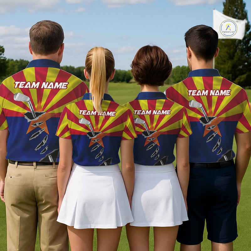 Custom Arizona State Flag Golf Club Patriotic Golf Team Shirt For Men, Golfer Outfits IPHW10583