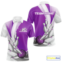 Load image into Gallery viewer, Custom Purple Bowling Polo Shirts For Men, Bowling Team Shirt Bowlers Outfit IPHW9231