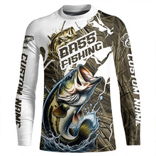 Load image into Gallery viewer, Custom Bass Fishing Jerseys, Largemouth Bass Long Sleeve Fishing League Shirts | Grass Camo IPHW6361
