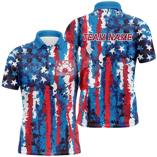 Watercolor Splatters American Flag Custom Patriotic Bowling Shirts For Men, US Bowling Shirt IPHW7712