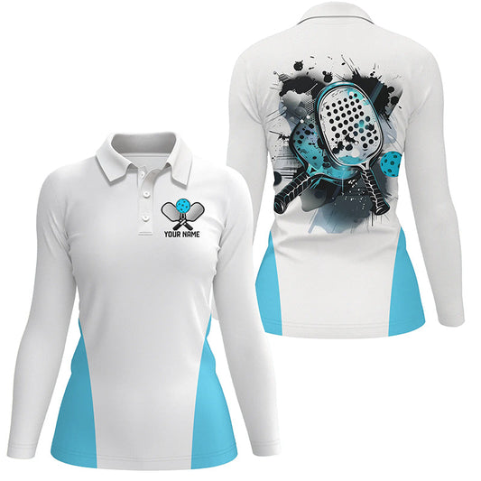 Custom Watercolor Pickleball Polo Shirts, women's Pickleball Outfits | Blue IPHW6933