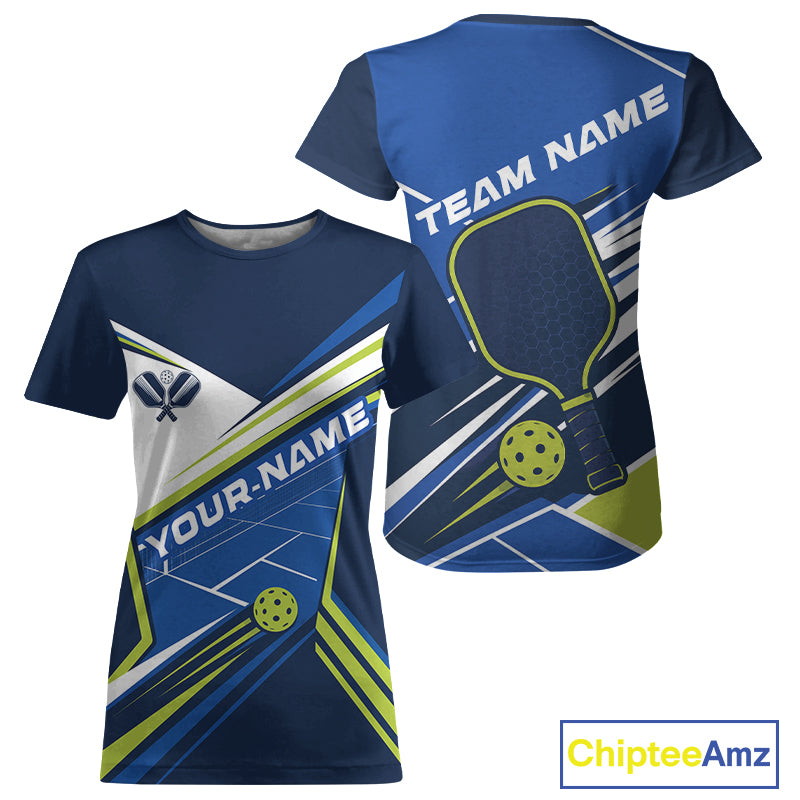Custom Blue And Green Pickleball Team Jersey, Pickleball Women T-Shirts IPHW11888