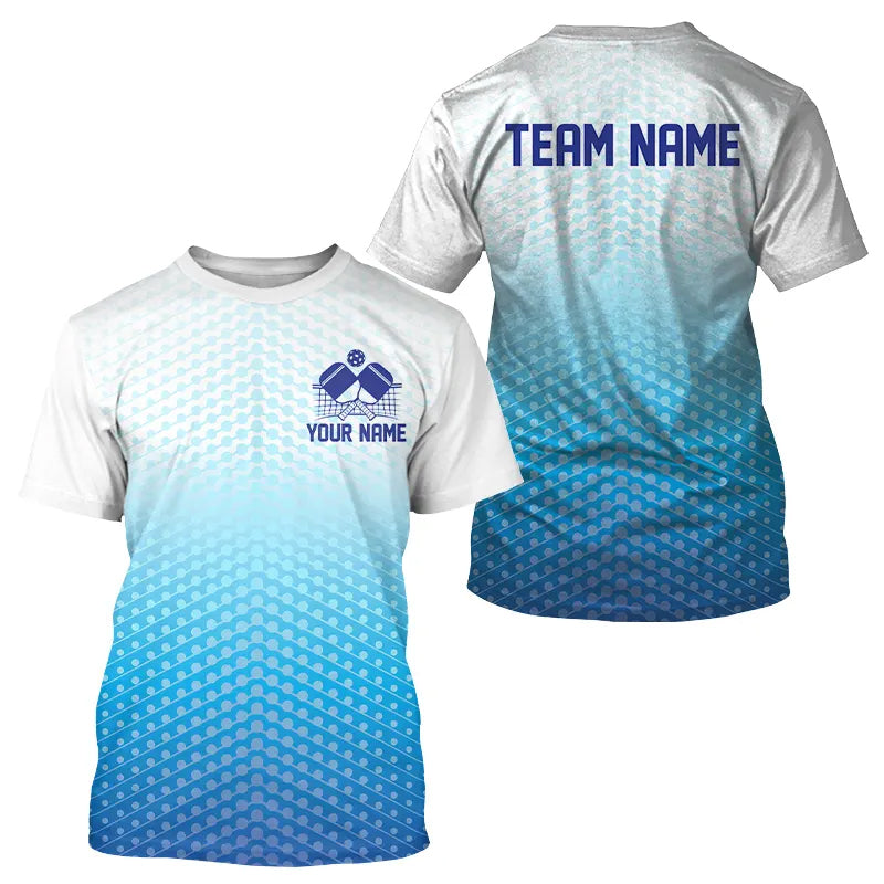 Custom Blue Pickleball T-Shirts For Men, Pickleball Team Shirt With Name IPHW7447