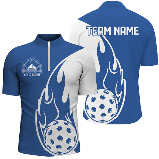 Custom Blue Flame Pickleball Shirts For Men, Pickleball Team Uniform Men'S Outfit IPHW7452