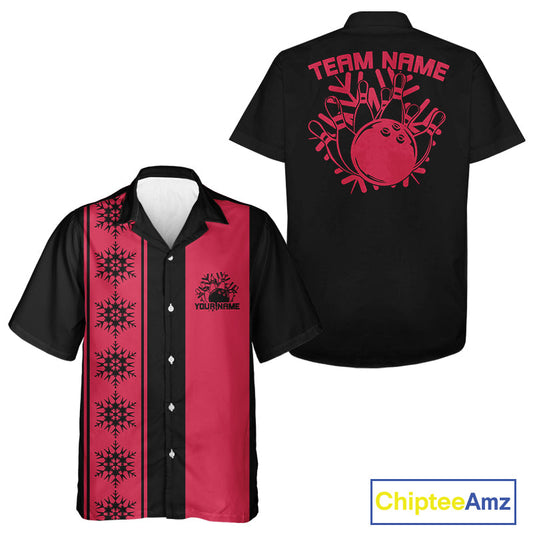 Custom Retro 50S Christmas Bowling Button Up Shirts, Vintage Xmas Bowling Shirt IPHW10105