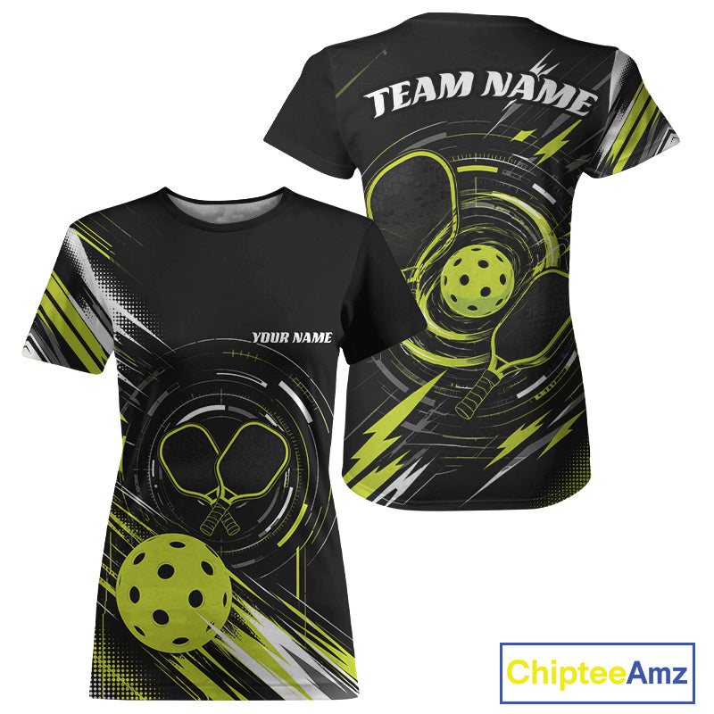 Custom Back And Green Pickleball Team Women T-Shirts, Pickleballer Jersey IPHW11899