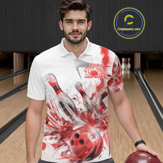 Custom Black And Red Men Bowling Team Shirts, Bowling League Shirt Bowlers Outfit IPHW10782
