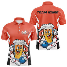 Load image into Gallery viewer, Custom Funny Beer Bowling Polo Shirts For Men, Orange Bowling Team Bowling League Shirt IPHW8931