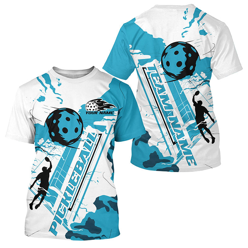 White And Blue Custom Pickleball T-Shirts For Men, Pickleball Team Shirt Pickleball Tournament Outfit IPHW7566