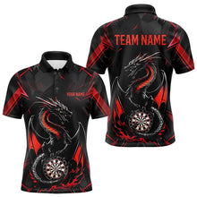 Load image into Gallery viewer, Custom Black And Red Dragon Dart Polo Shirts For Men, Dart Jerseys Dart Tournament Shirt IPHW8709