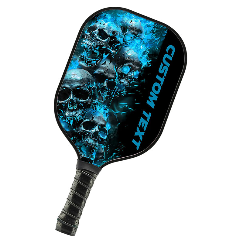 Blue Flame Custom Skull Pickleball Paddle For Team, Halloween Pickleball Gifts For Men And Women IPHW7247