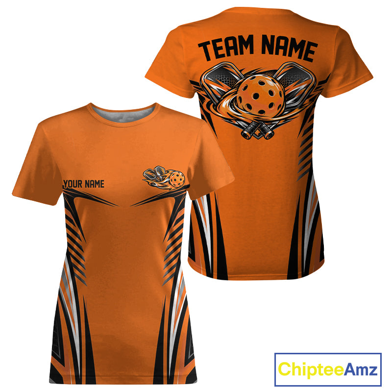 Custom Orange Pickleball Women T-Shirts Matching Team Tournament Outfit IPHW12747