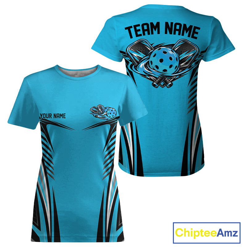 Custom Blue Pickleball Women T-Shirts Matching Team Tournament Outfit IPHW12749