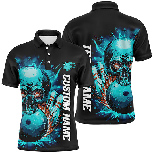 Personalized Flame Skull Men And Women Team Bowling Shirts, Multi-Color Bowling Jerseys For Bowlers IPHW6557