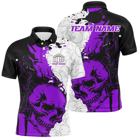 Personalized Multi-Color Flame Skull Bowling Team Shirts, Bowling Ball Pattern Bowling Jersey For Men And Women IPHW6567
