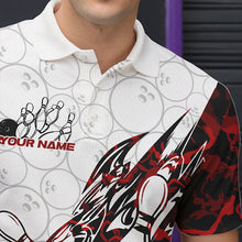 Load image into Gallery viewer, Custom Red Camouflage Bowling Polo Shirts For Men, Camo Bowling Team Uniform Bowler Outfit IPHW8771